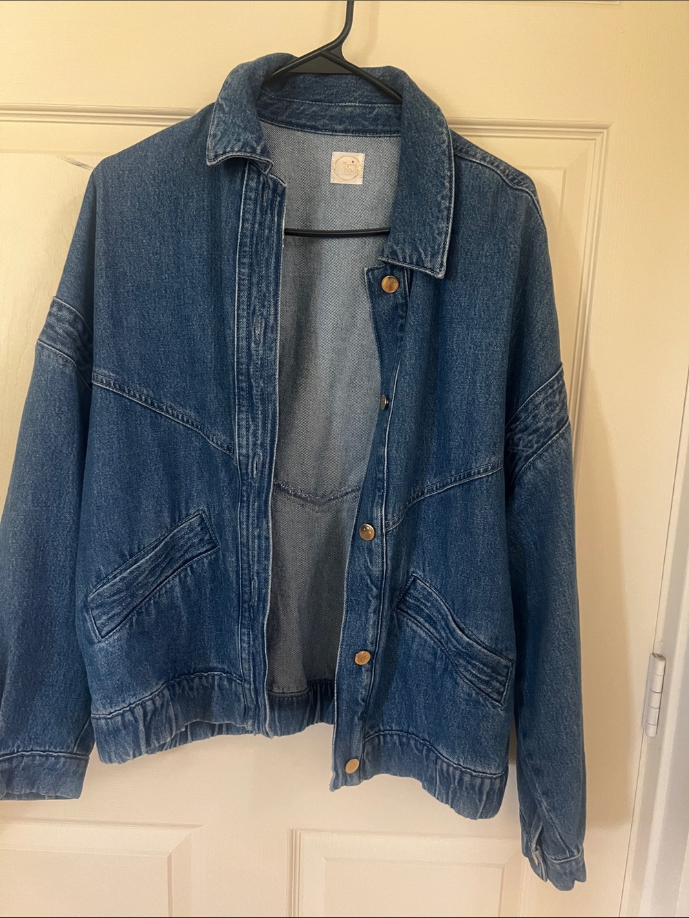 Oversized Blue Denim Jacket with Button Closure